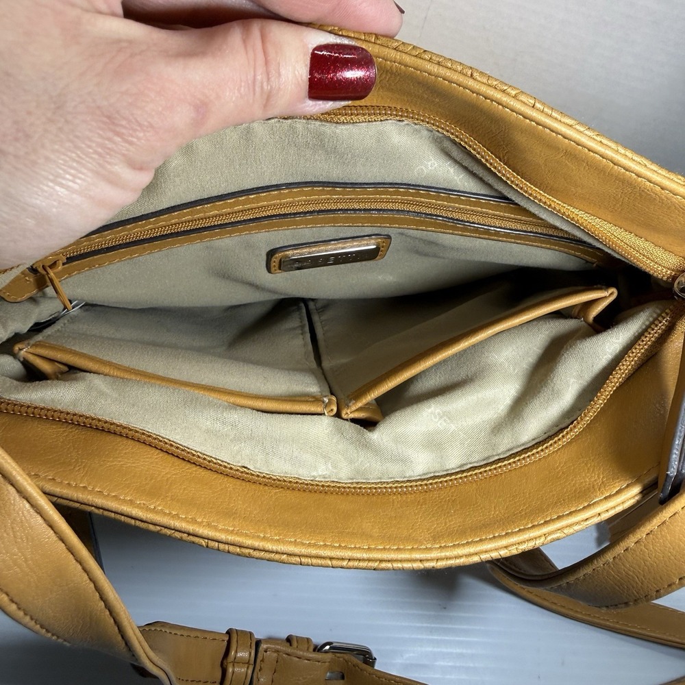 Rosetti Tan Shoulder Bag Faux Leather Zip Compartments Everyday Hobo Purse - Picture 7 of 14